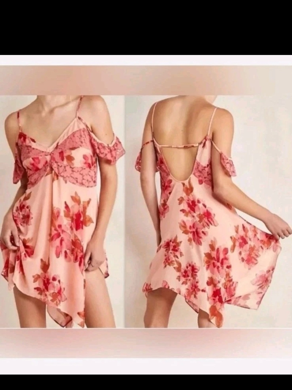 Free People Intimately Monday Morning Trapeze Slip Dress Pink Floral XS